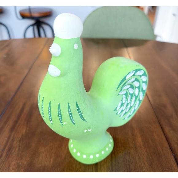 MCM Dala Rooster Swedish Pottery Green Chalkware Ceramic c60s Nils Olsson Inspo - Picture 4 of 13